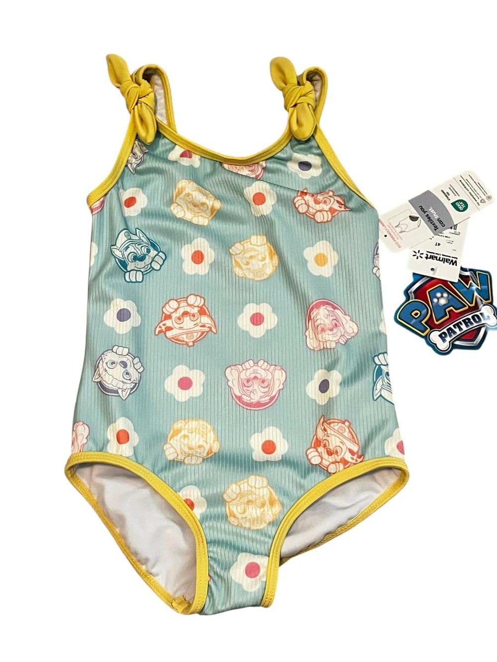 Paw Patrol Kids Light Blue One-Piece Swimsuit with Yellow Trim